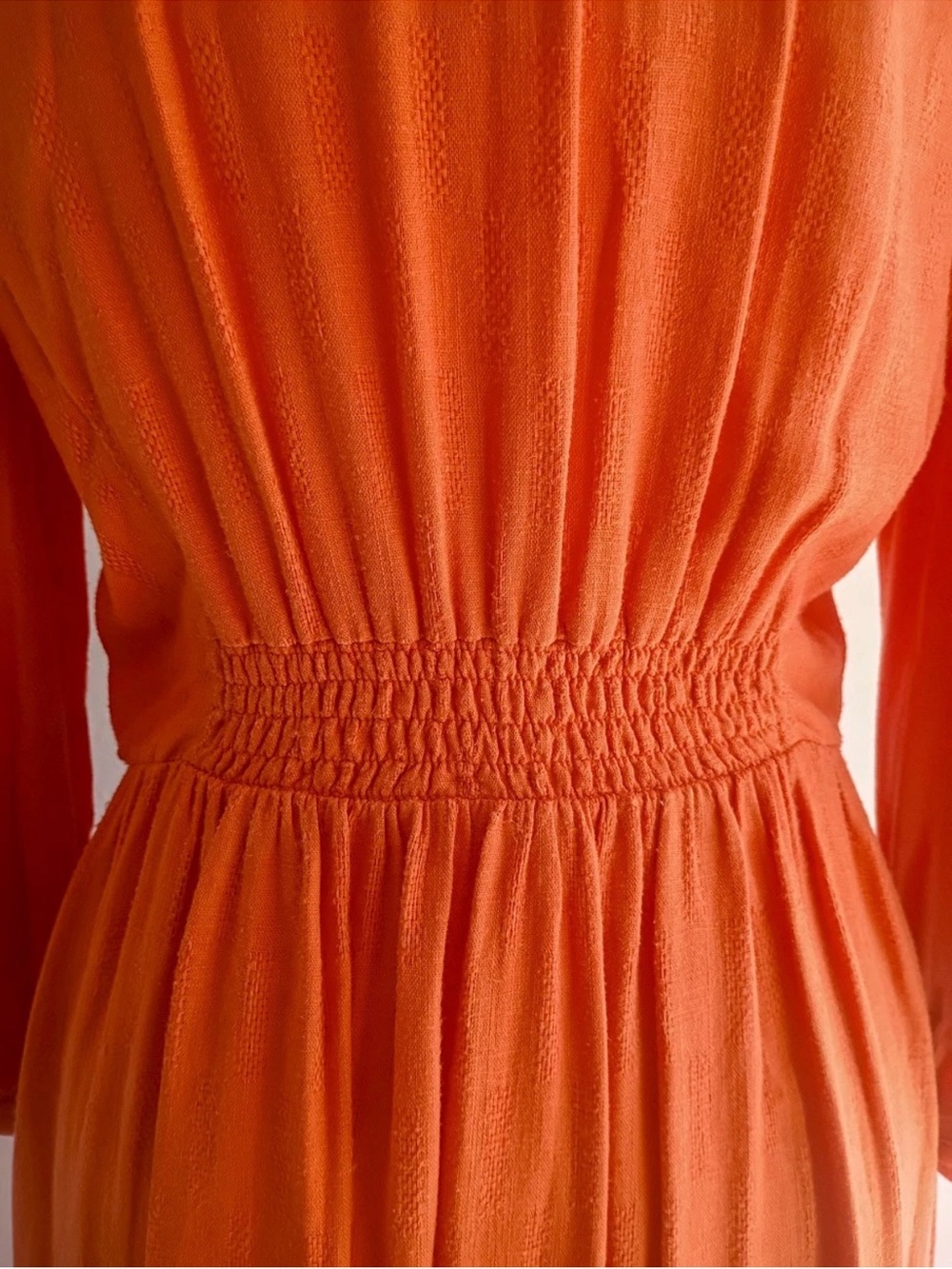 Women's Orange Long Sleeve Tiered Maxi Dress - Picture 4 of 13